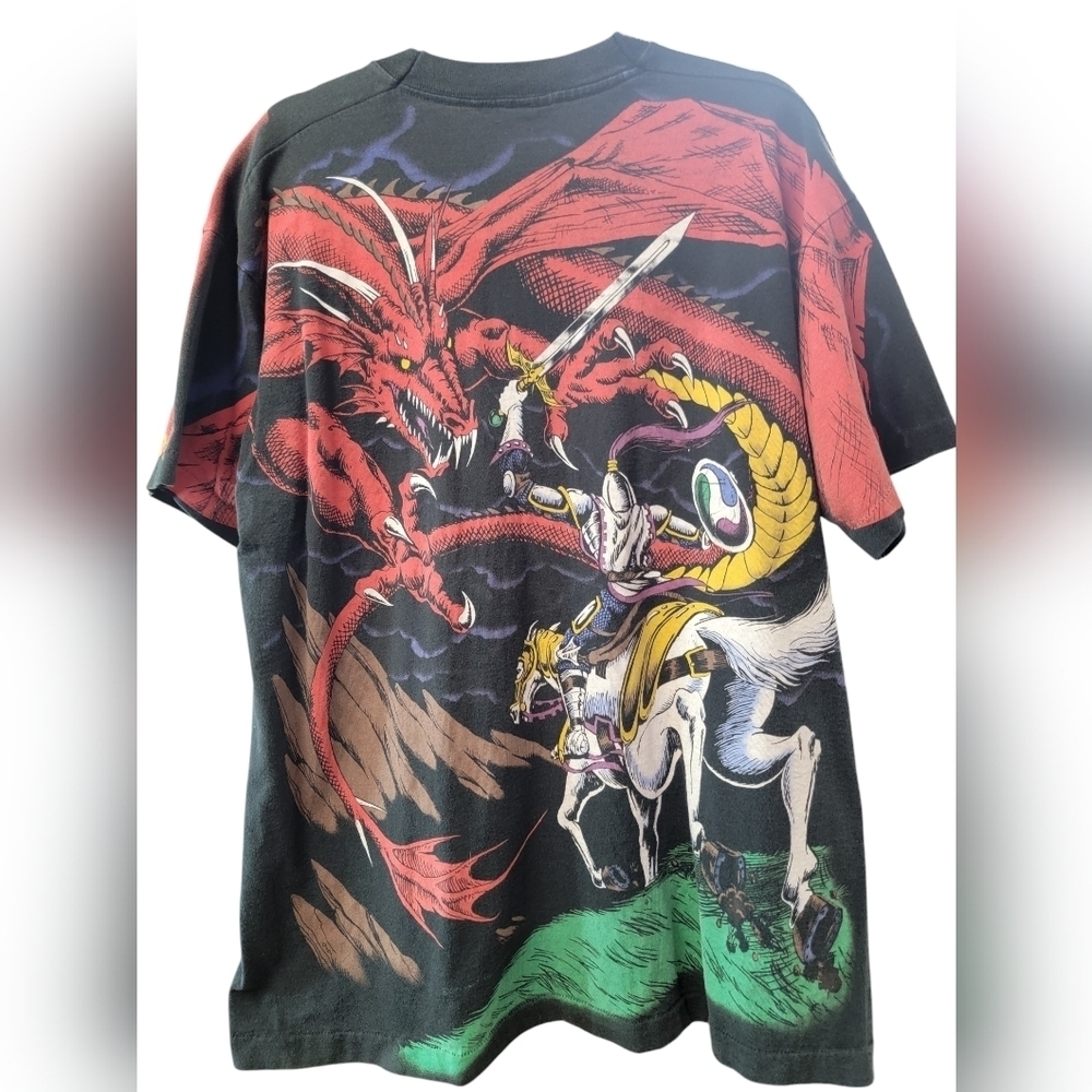 Liquid Blue Dragon Shirt Extra Large VTG 90s Single Stitch All Over Print - Picture 4 of 7
